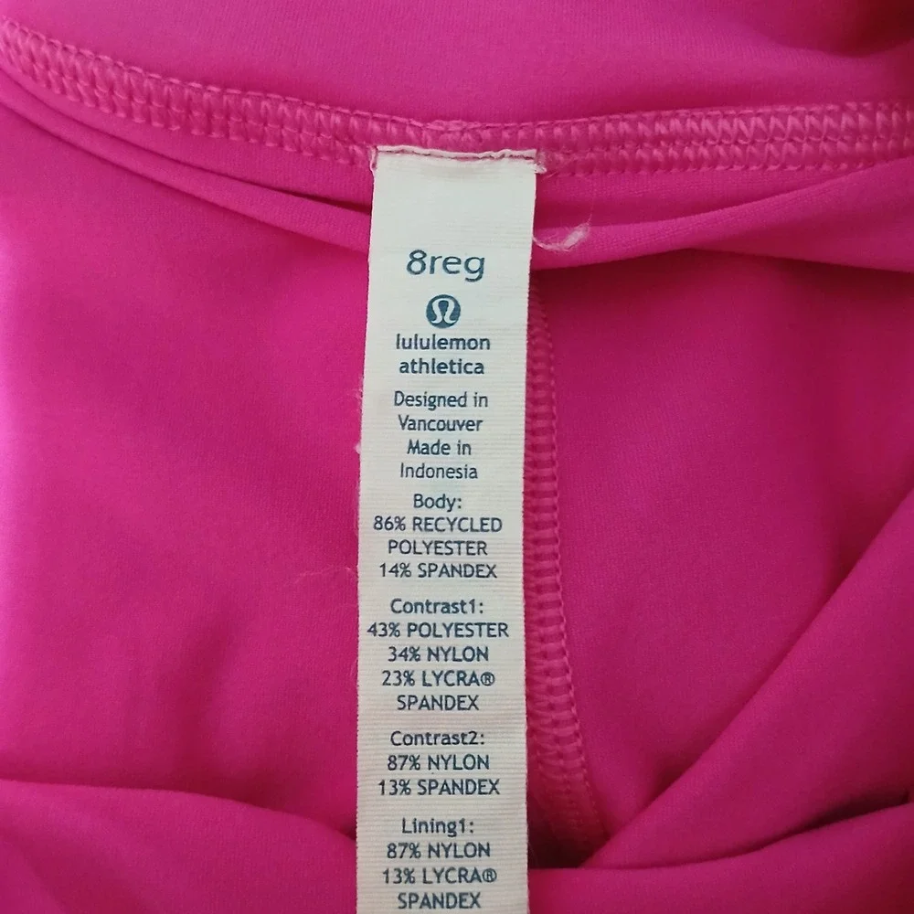 Lululemon‎ Pace Setter Skirt Pink Striped Waist Pleated Back Tennis Skort Size 8